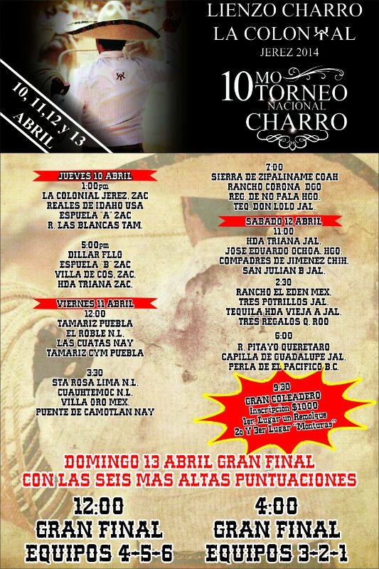 Programa 10mo Torneo Nacional Charro La Colonial